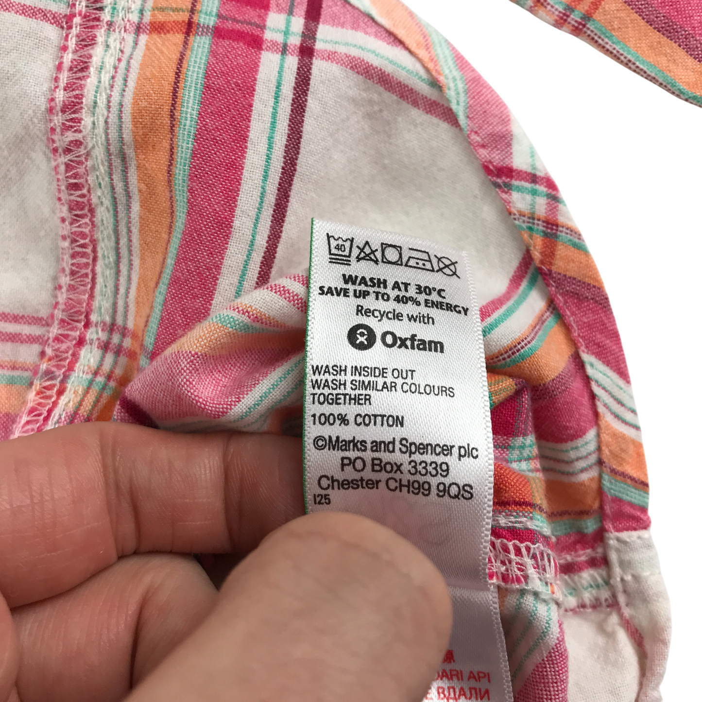 M&S Shirt 9-10 Years Multicolour Check Pattern Cotton