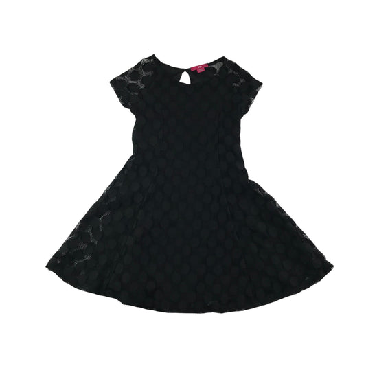 YD dress 7-8 years black mesh dress with polka dot print