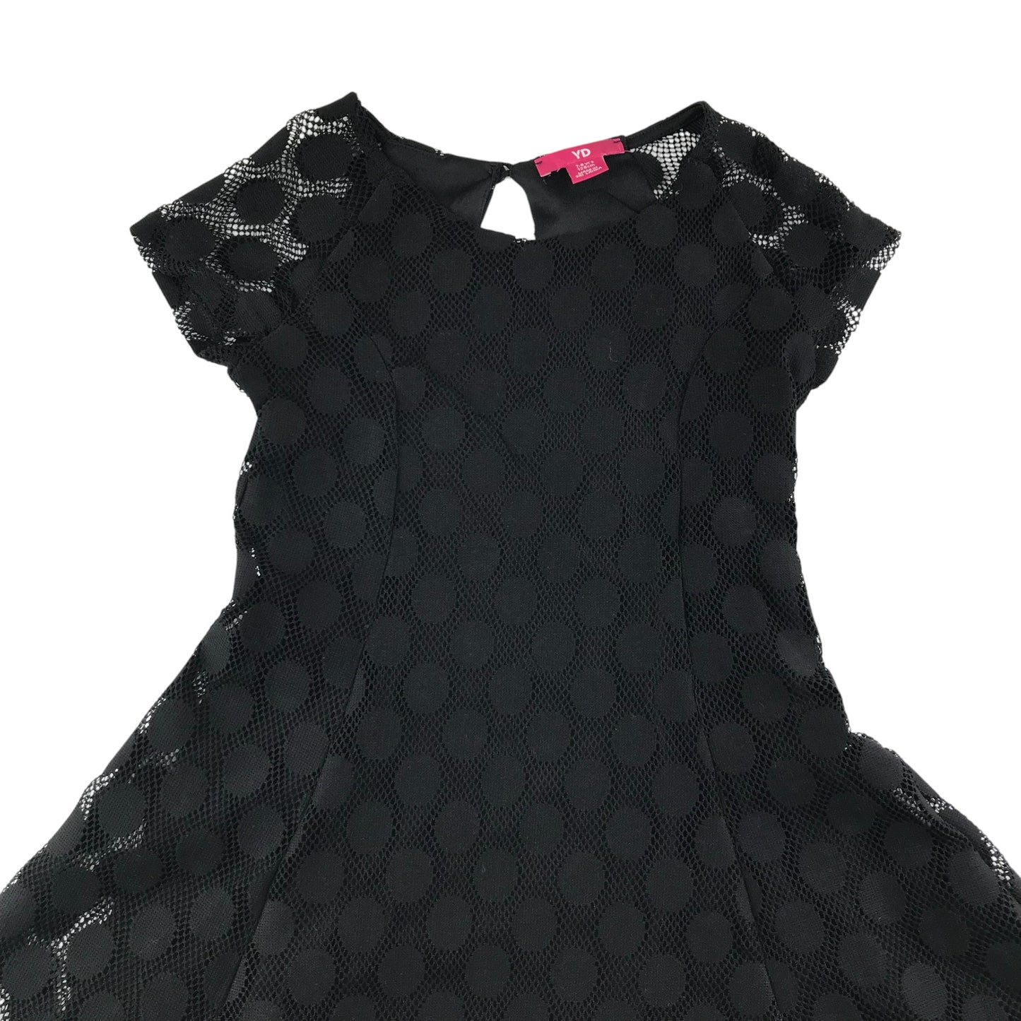 YD dress 7-8 years black mesh dress with polka dot print