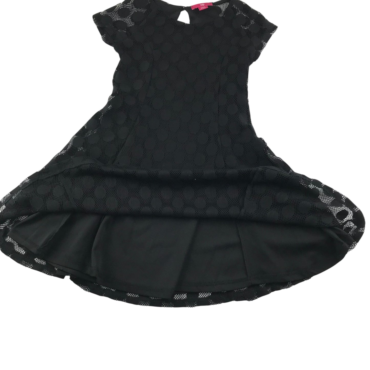 YD dress 7-8 years black mesh dress with polka dot print