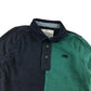 M&S Polo Shirt Age 5 Navy Green Panelled Long Sleeve Cotton