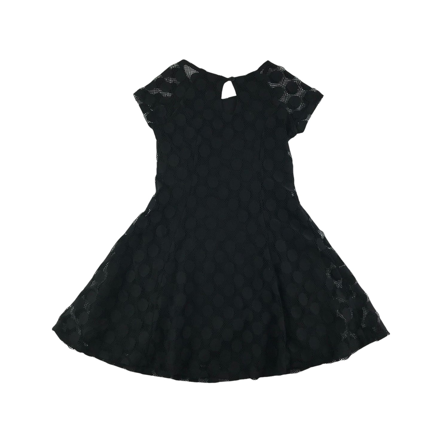 YD dress 7-8 years black mesh dress with polka dot print