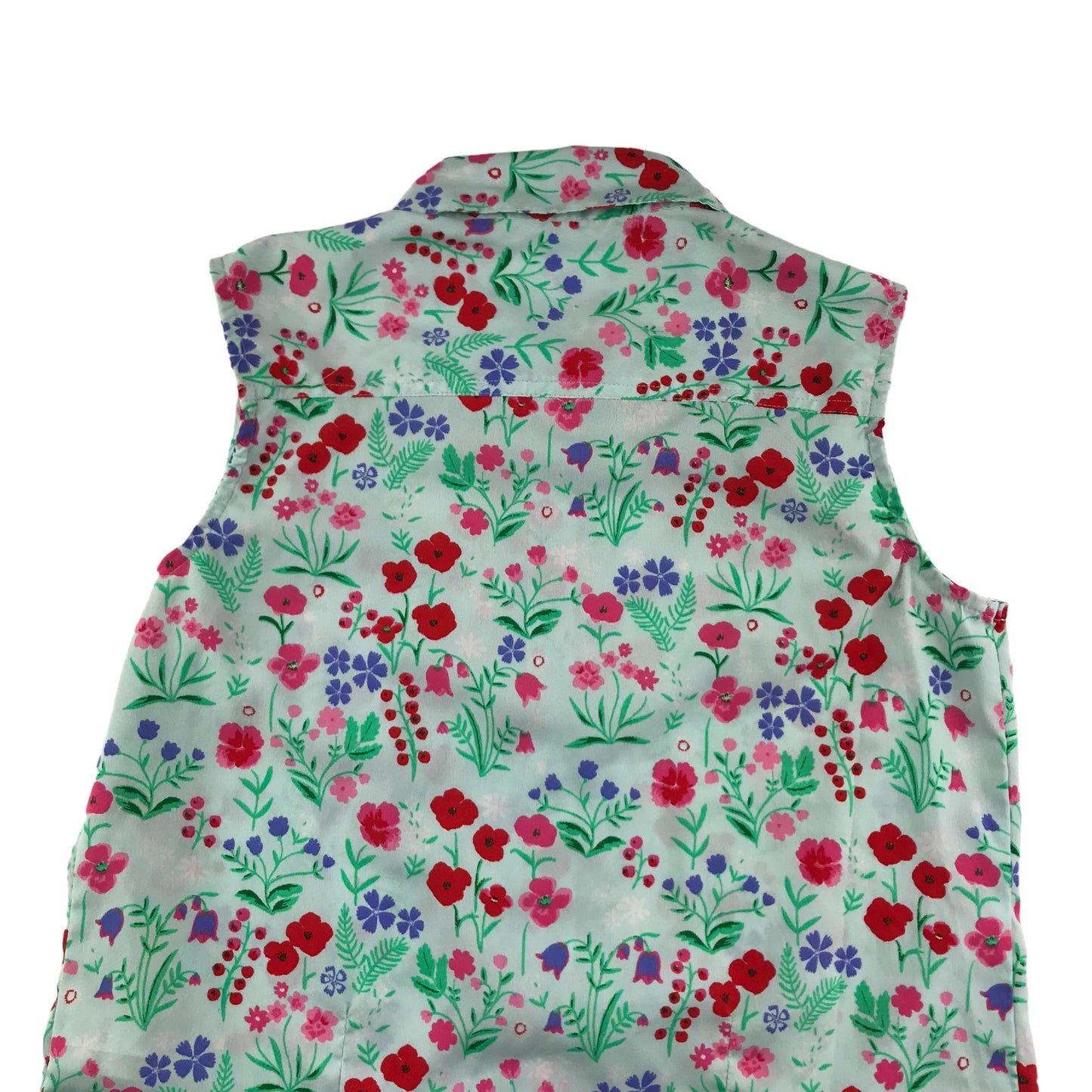 Bluezoo Top Age 11 Light Blue Floral Cropped Sleeveless Shirt Blouse
