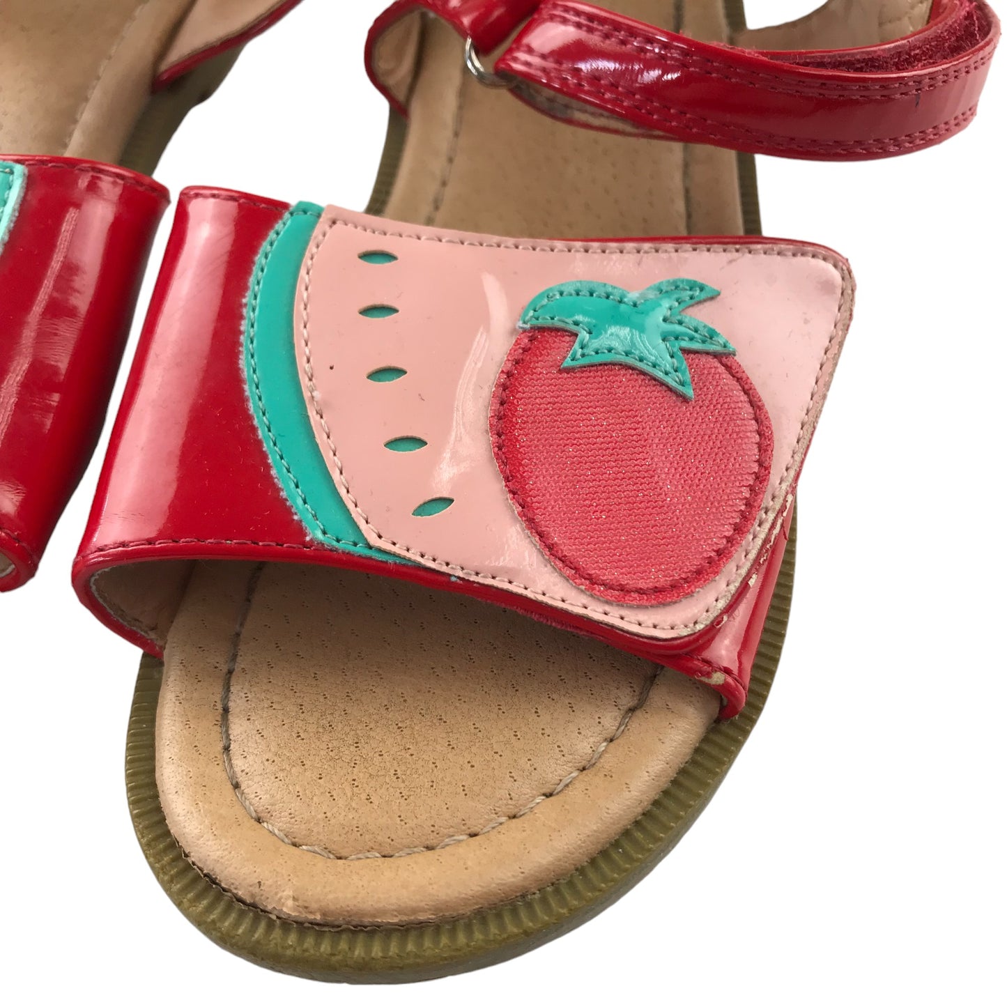 Sandals Shoe Size 12 Junior Red Strawberry Graphic Design