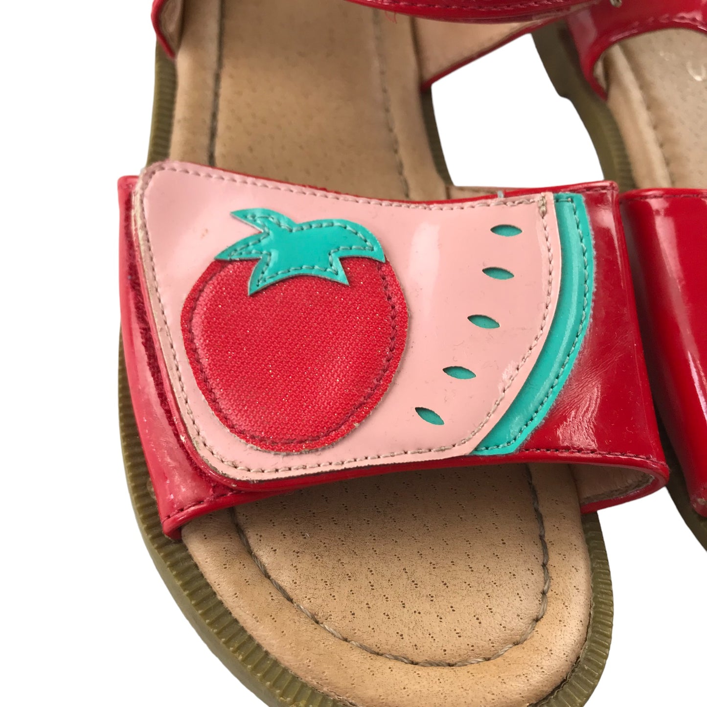 Sandals Shoe Size 12 Junior Red Strawberry Graphic Design