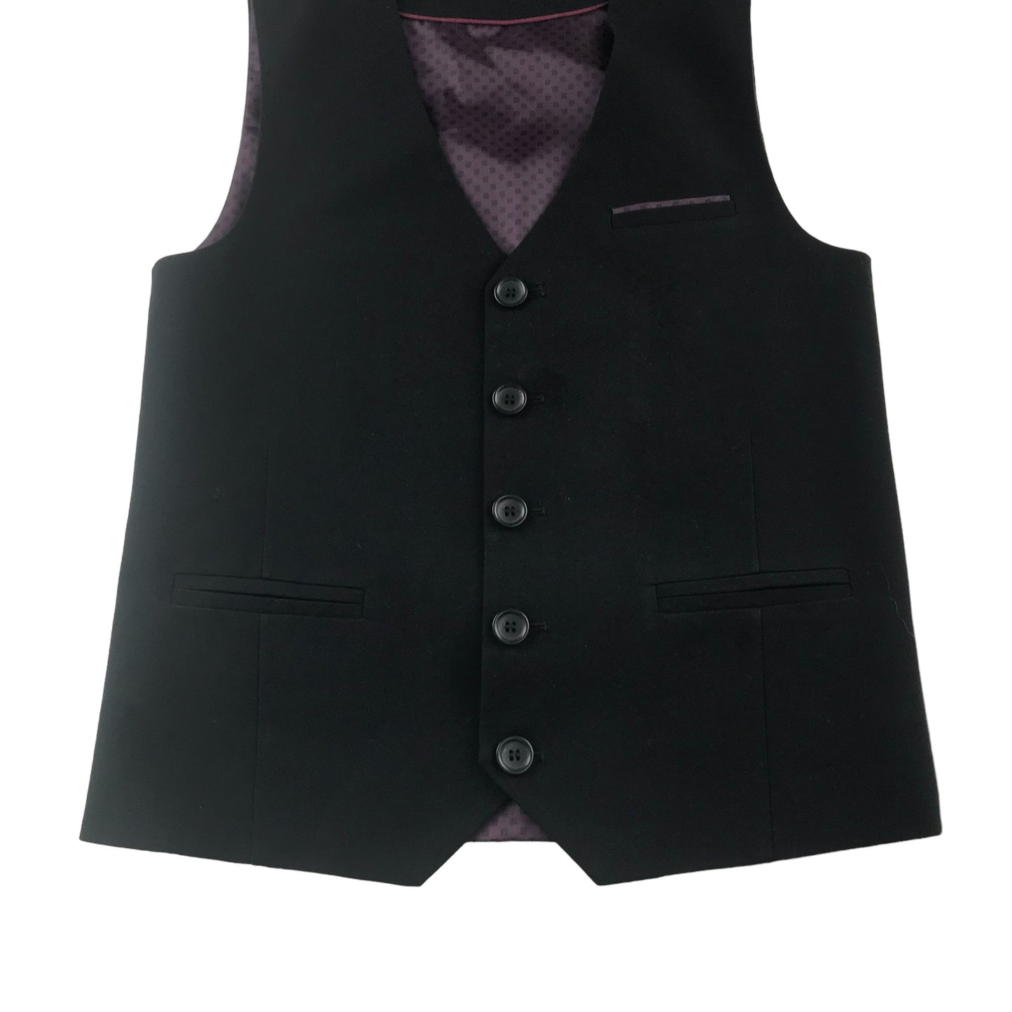 Next Waistcoat 10-11 Years Black with Purple Inside Background Adjustable Back Strap