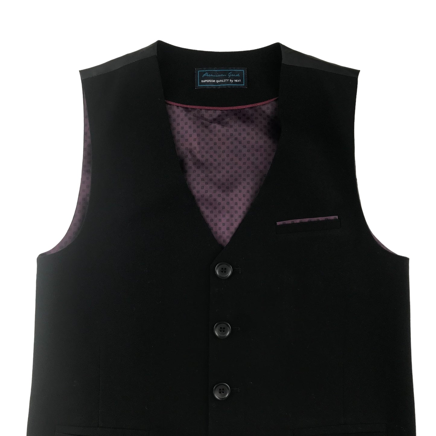 Next Waistcoat 10-11 Years Black with Purple Inside Background Adjustable Back Strap