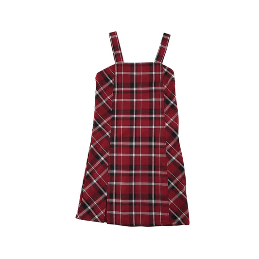 Peacock dress 7-8 years red checked cotton