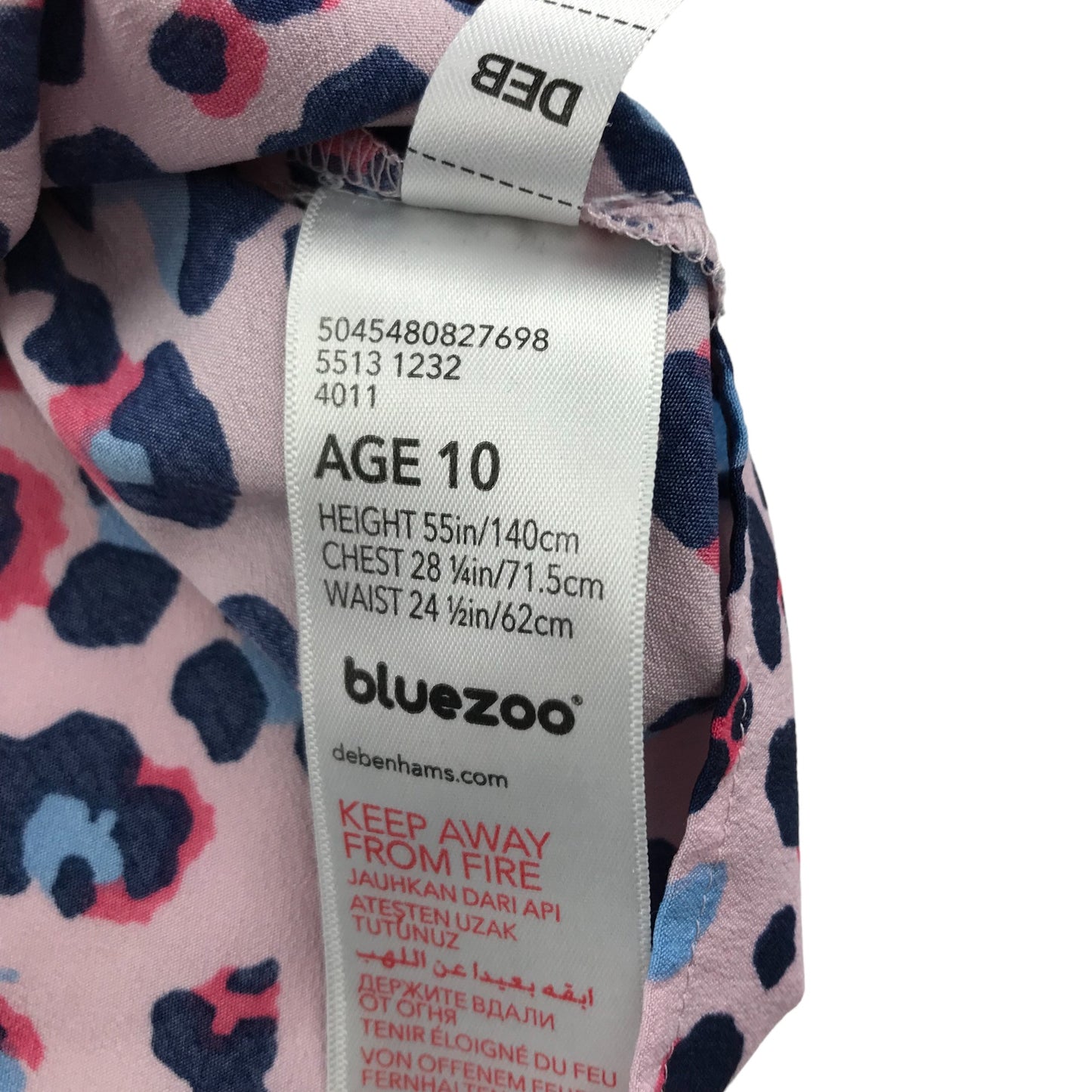 Bluezoo Top Age 10 Pink Leopard Spots Cropped Blouse Shirt