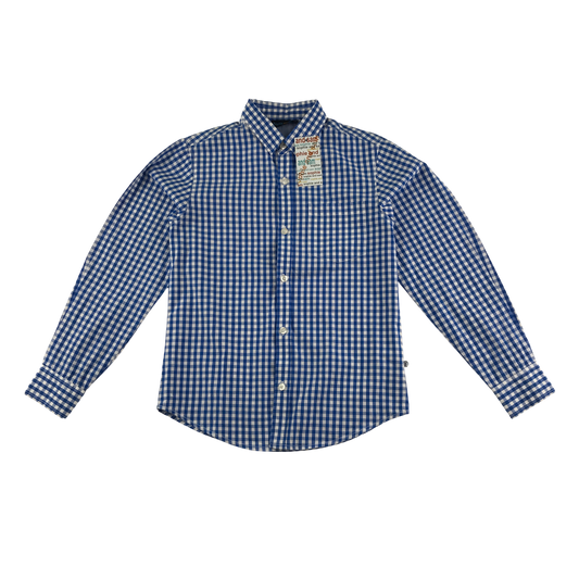Sam & Sophie Shirt 13-14 Years Blue Gingham Check Cotton