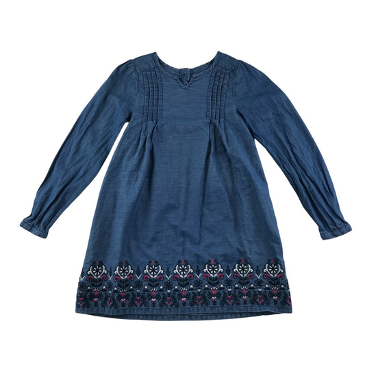 Tommy Bahama dress 7-8 years blue denim style with embroidered floral detail