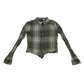 H&M Divided Shirt Womens Small Green Check Plisse Sleeve Detail Cotton