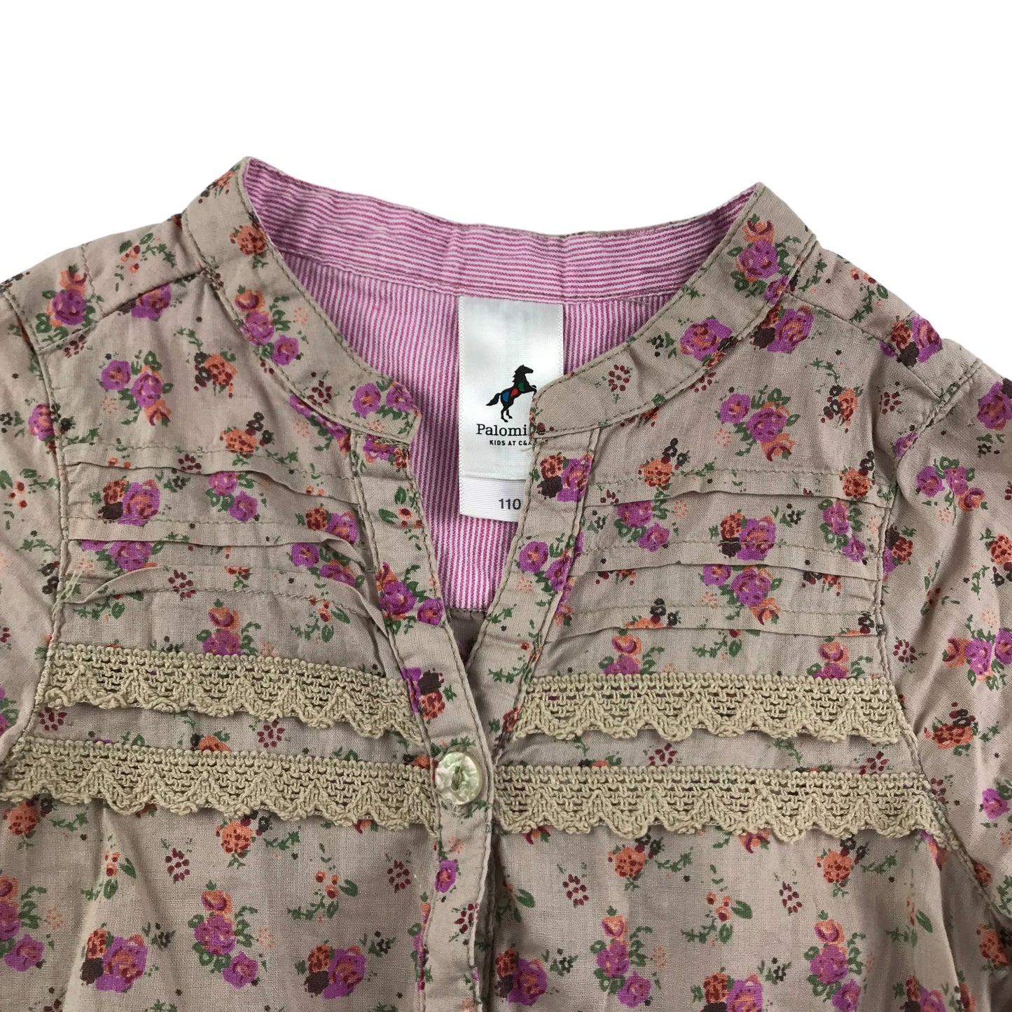 Palomino Blouse Age 4-5 Light Mauve with Floral Print Pattern