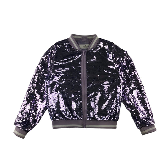 H&M sequin jacket 8-9 years purple sparkly bomber style sweater jacket