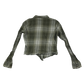 H&M Divided Shirt Womens Small Green Check Plisse Sleeve Detail Cotton