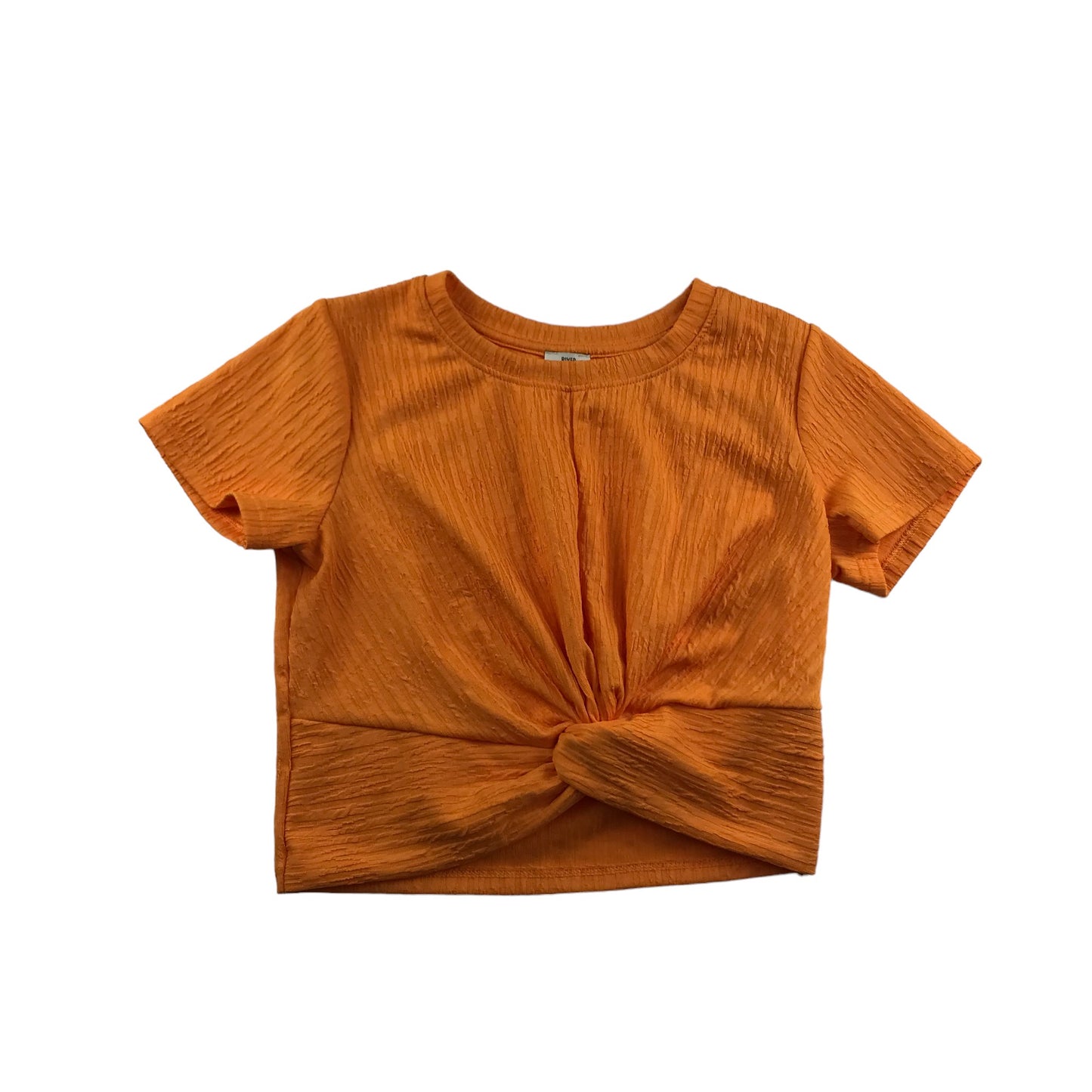 River Island T-shirt Age 11 Orange Cropped Twist Knot Hem