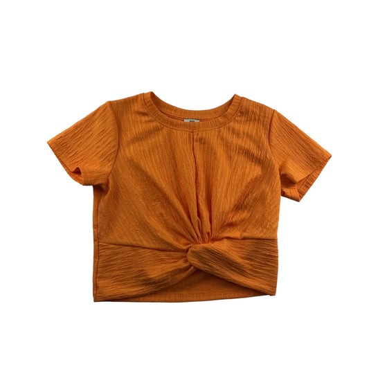 River Island T-shirt Age 11 Orange Cropped Twist Knot Hem