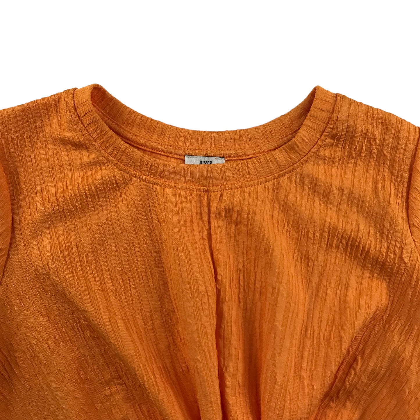 River Island T-shirt Age 11 Orange Cropped Twist Knot Hem