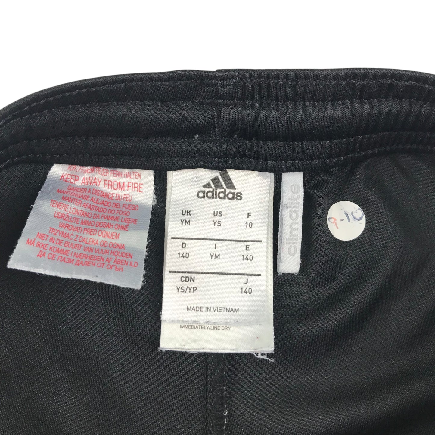 Adidas sport shorts 9-10 years black with white detailing 3 stripes