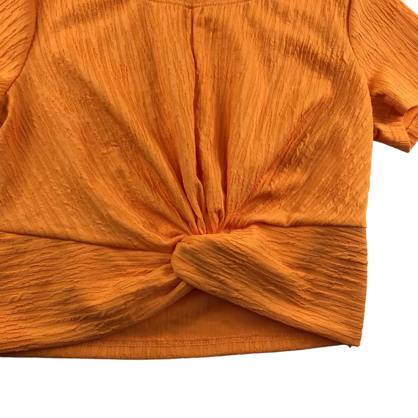 River Island T-shirt Age 11 Orange Cropped Twist Knot Hem