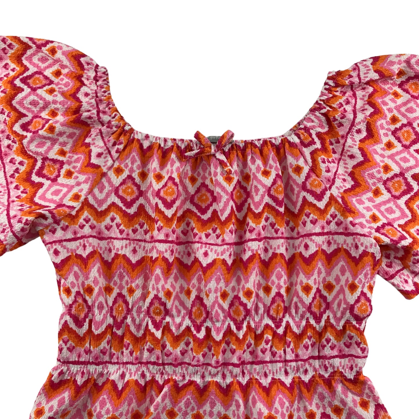 Matalan Top Age 11-12 Pink White Orange Cropped Butterfly Sleeves