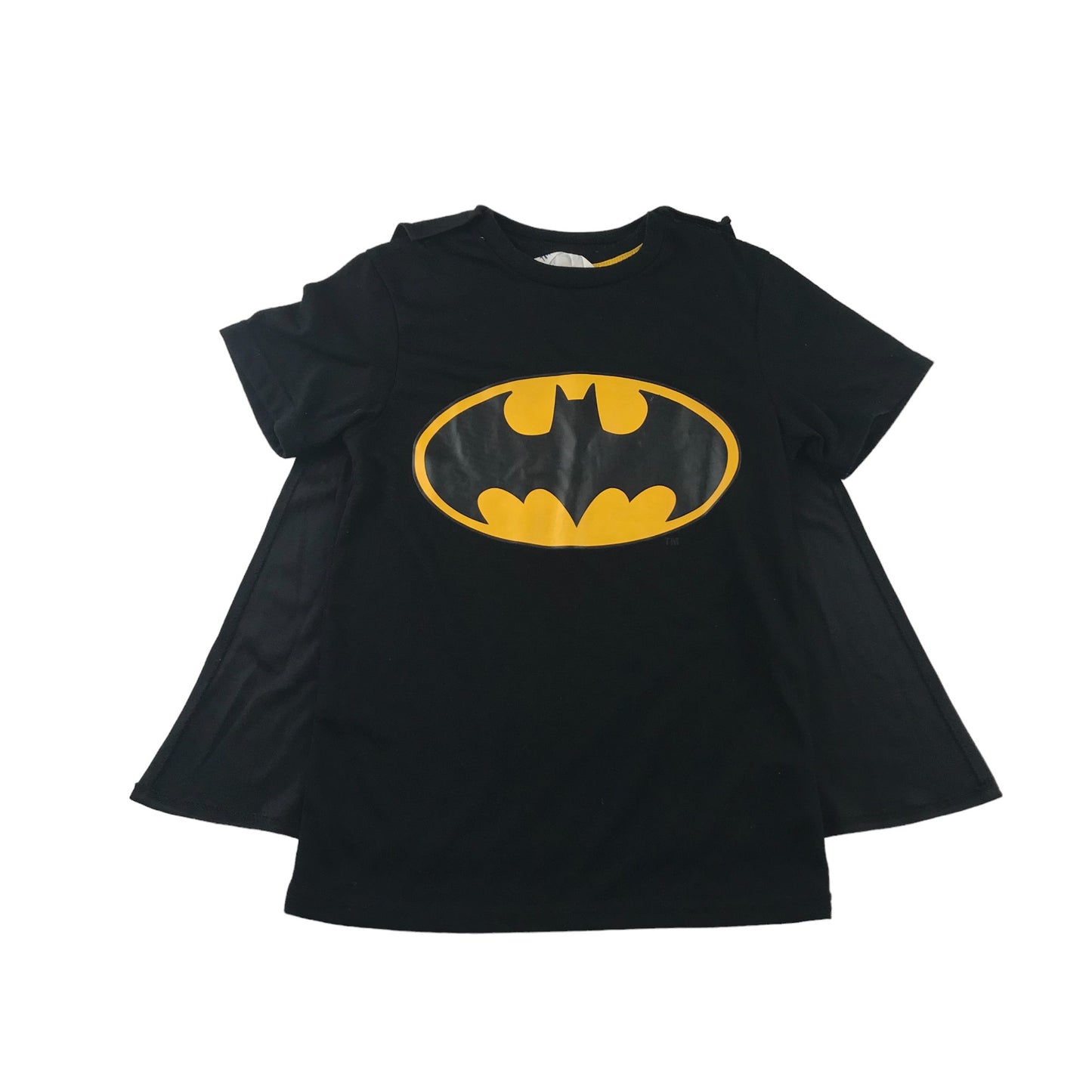 H&M T-Shirt 7-8 Years Black Batman bat signal with Removeable Cape