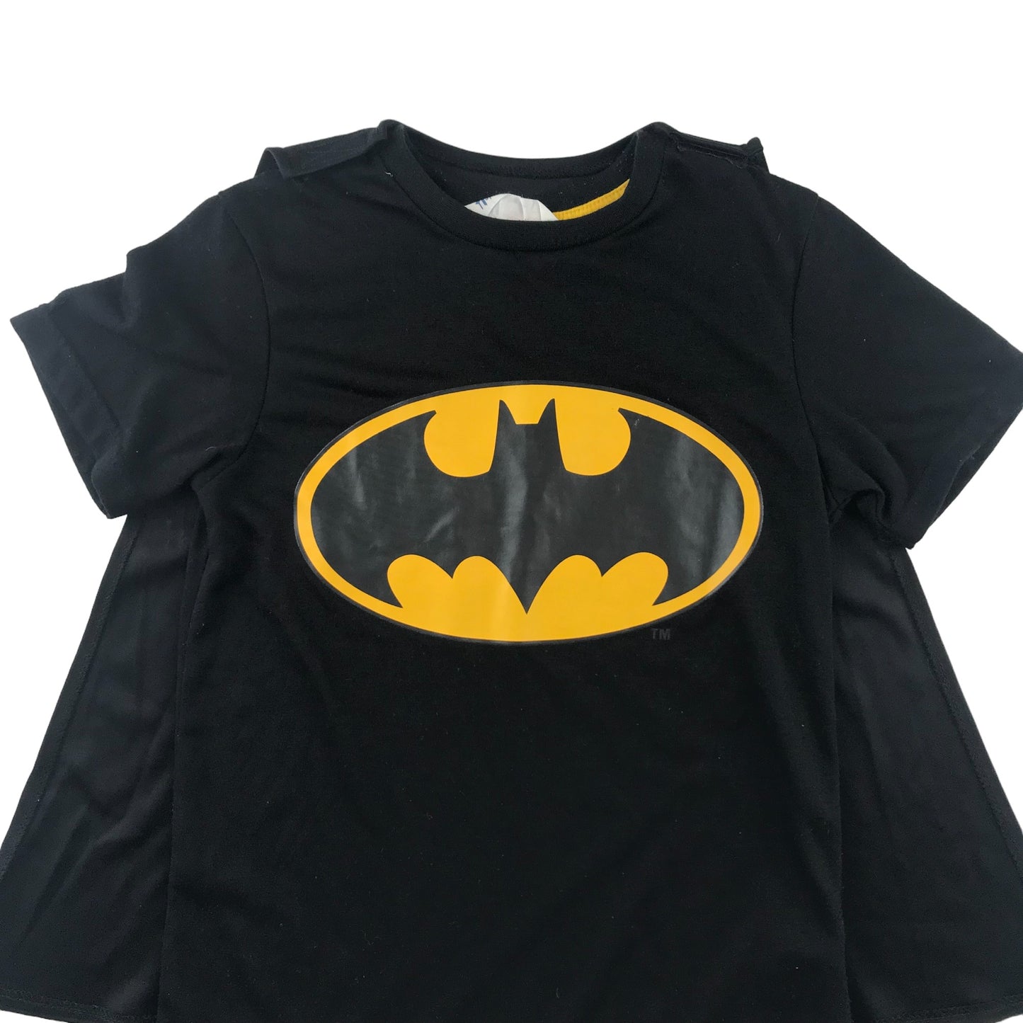 H&M T-Shirt 7-8 Years Black Batman bat signal with Removeable Cape