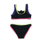 M&S 6-7 years black swim costume 2-piece neon polyamide elastane polyester