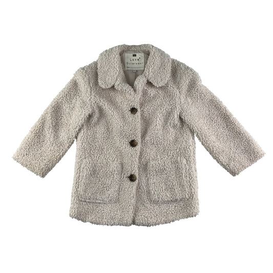 F&F coat 7-8 years white fuzzy faux fur button up