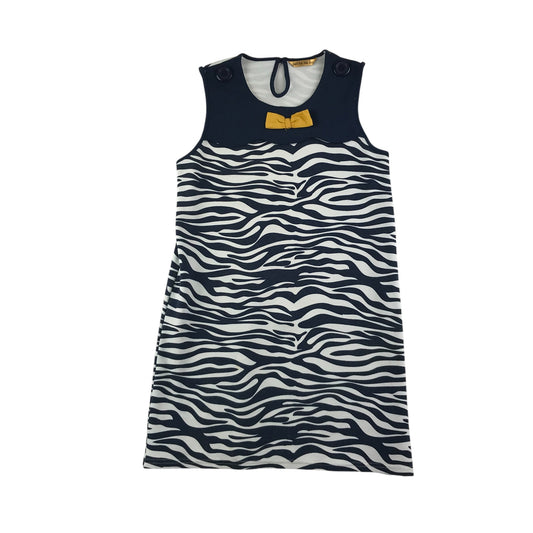 Matalan dress 12-13 years navy and white wavy graphic design with yellow bowtie