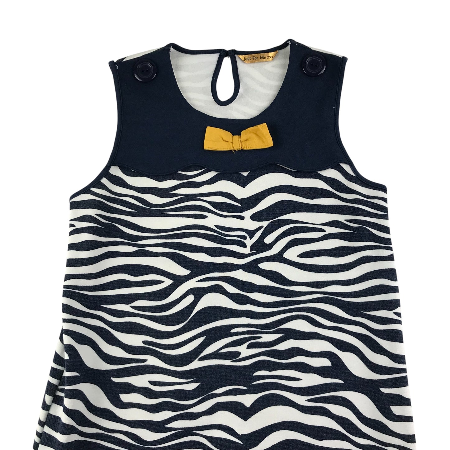 Matalan dress 12-13 years navy and white wavy graphic design with yellow bowtie