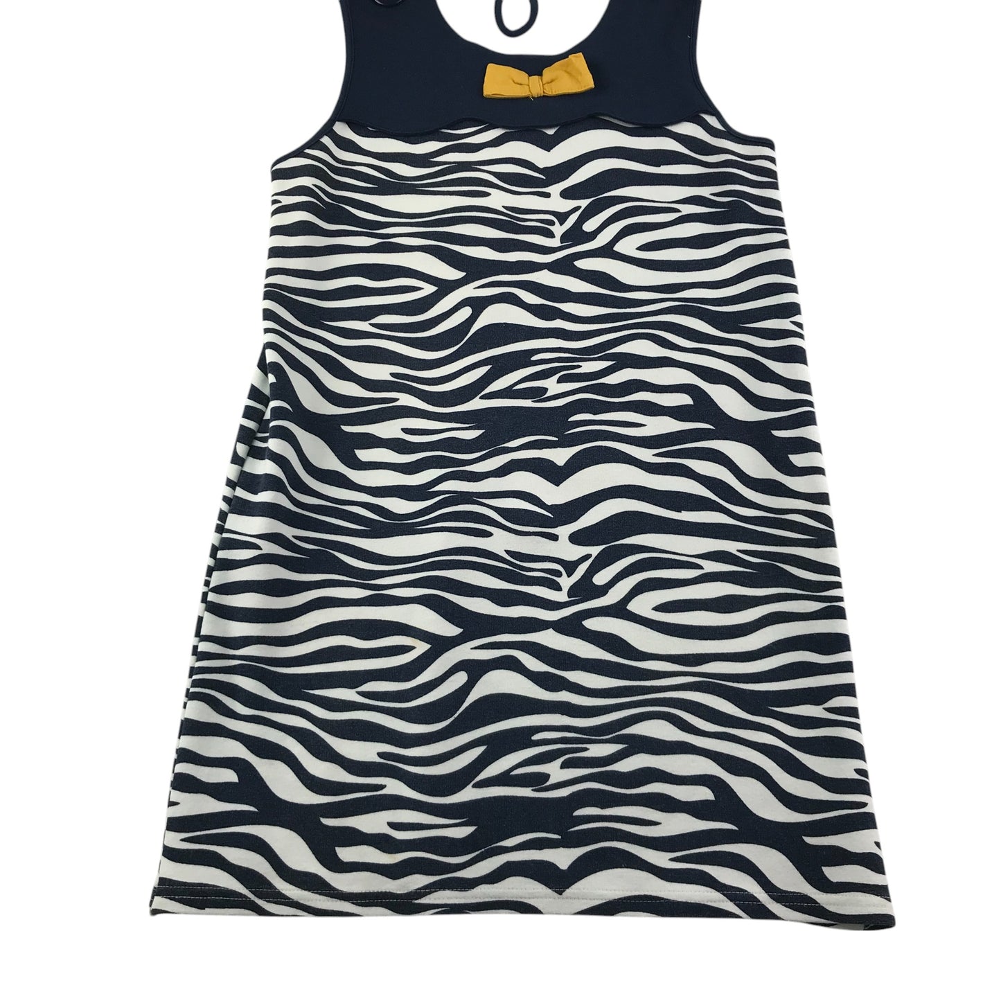 Matalan dress 12-13 years navy and white wavy graphic design with yellow bowtie