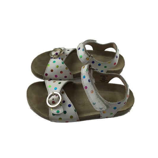 Next Sandals Shoe Size 11 Junior White with Multicoloured Polka Dots