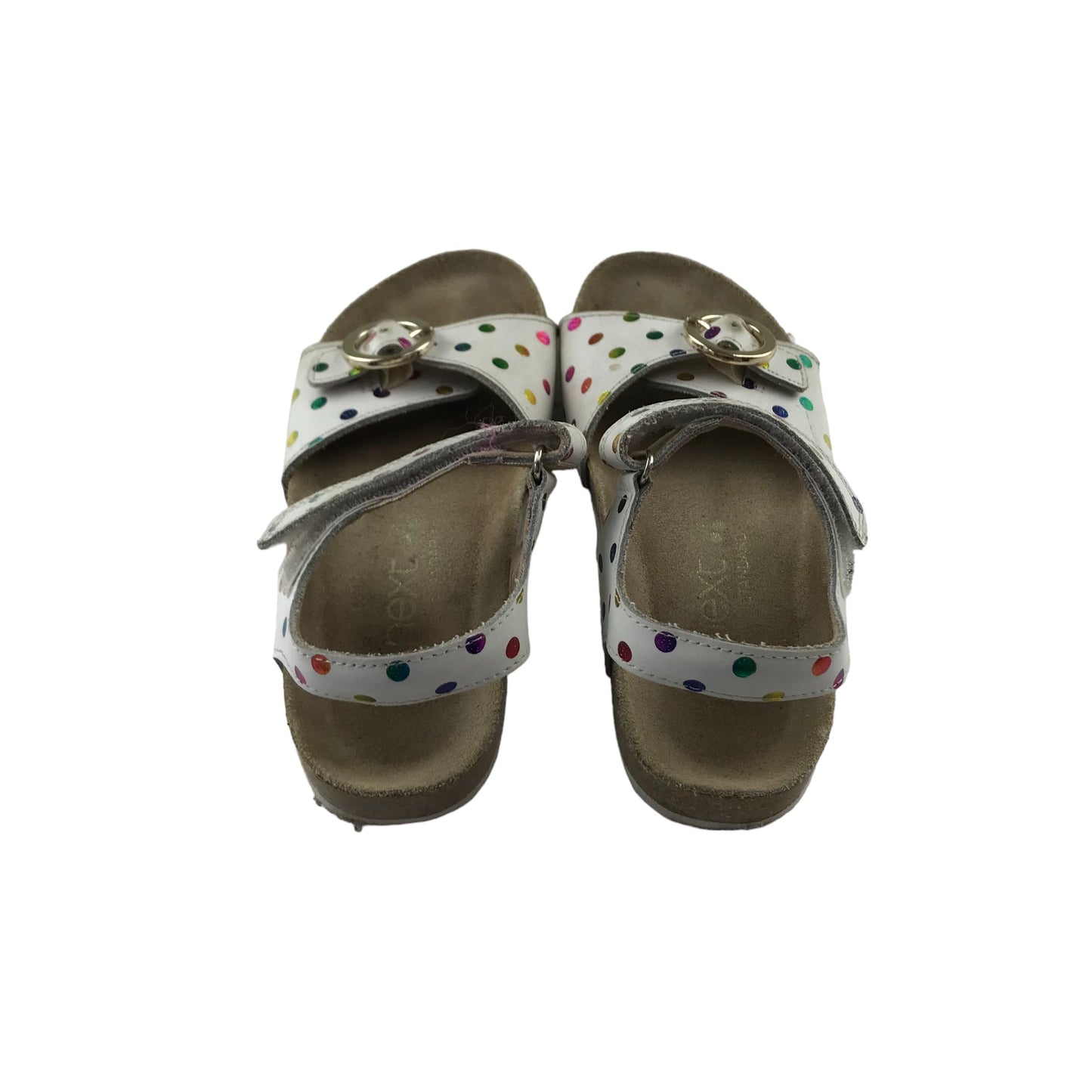 Next Sandals Shoe Size 11 Junior White with Multicoloured Polka Dots