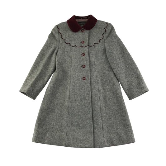 St.Bernard coat 7-8 years grey button up corduroy collar and scalloped neck detail wool