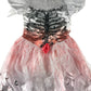 Morrisons Costume 5-6 Years White Black scary skeleton bride dress