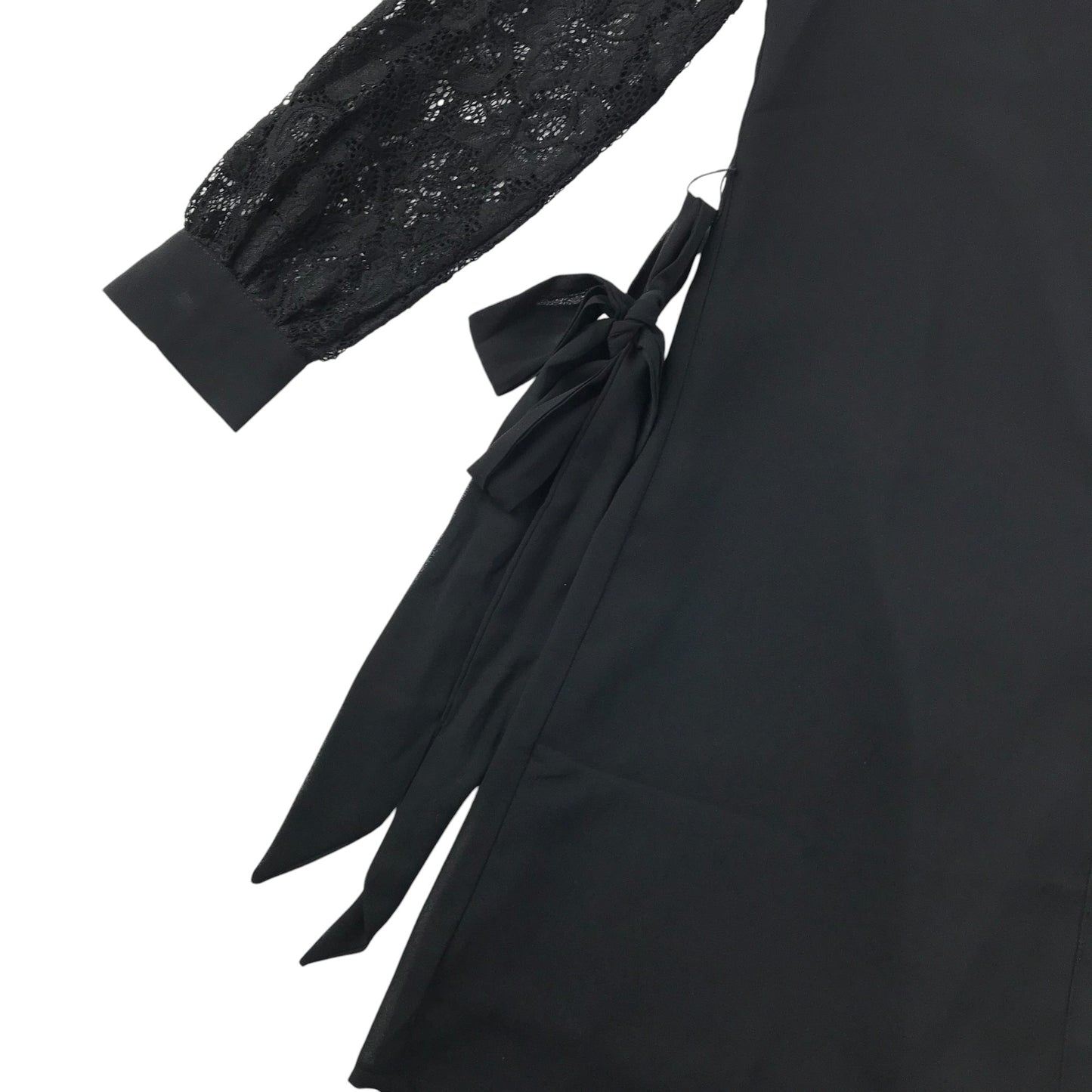 Lipsy dress 13-14 years black shirt style with lace cuffed arms and belt