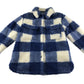 Zara coat 11-12 years blue and white two tone checked fuzzy faux fur