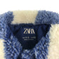 Zara coat 11-12 years blue and white two tone checked fuzzy faux fur