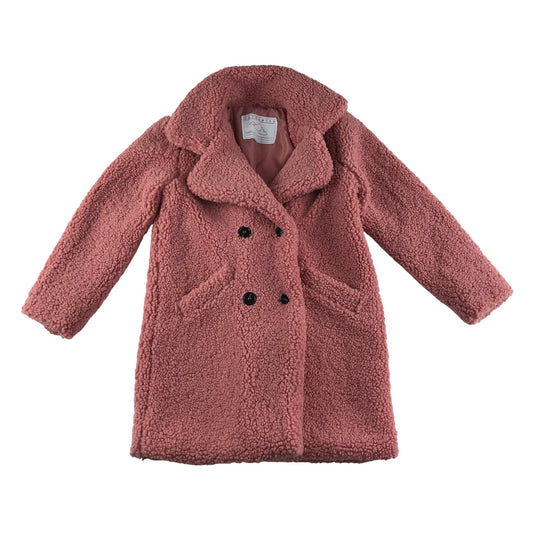 Tu coat 9-10 years pink fuzzy faux fur double breasted