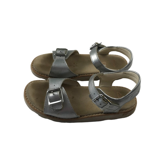 Clarks Sandals Shoe Size 12 Junior Silver metallic shine straps