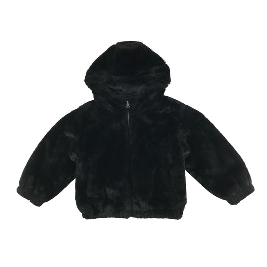 Tu coat 5-6 years black fuzzy faux fur full zipper