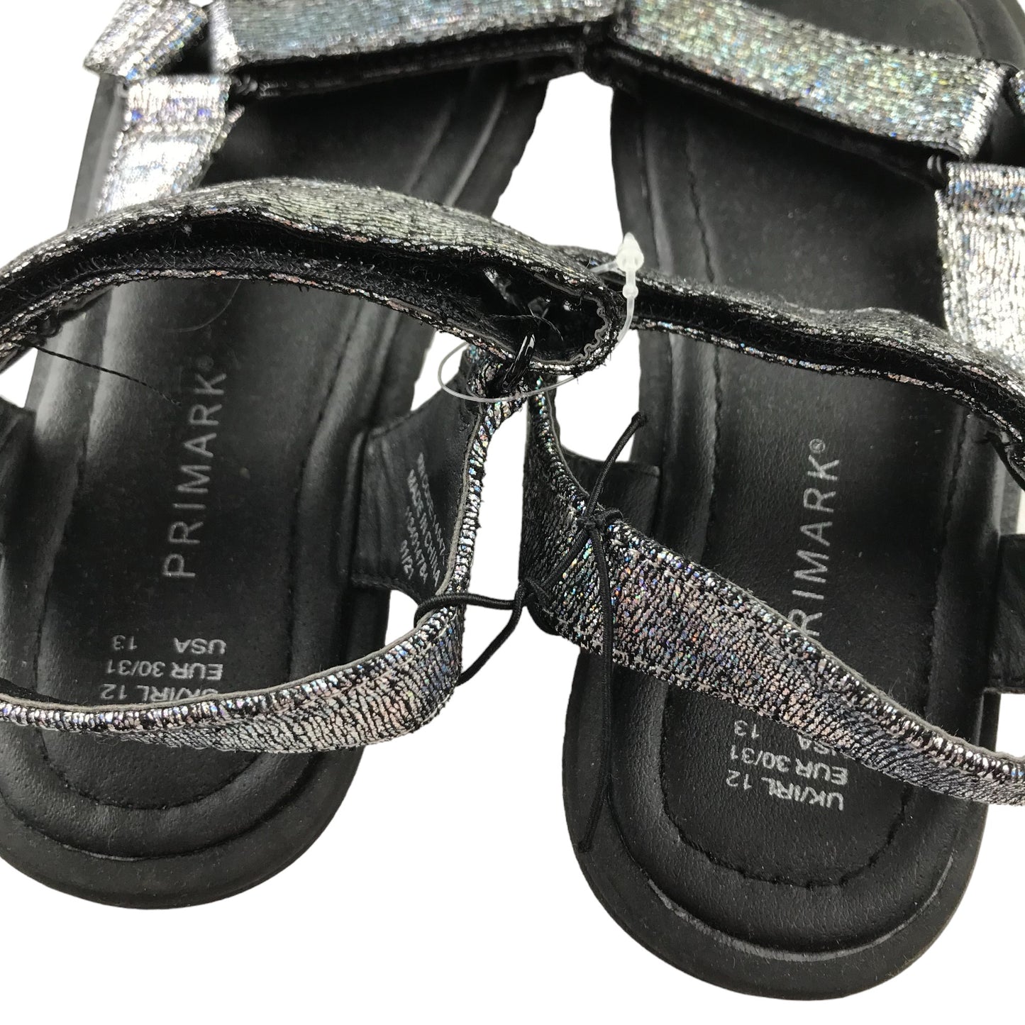 Primark Sandals Shoe Size 12 Junior Silver Sparkly Straps