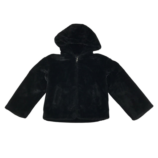 Primark coat 9-10 years black fuzzy faux fur full zipper