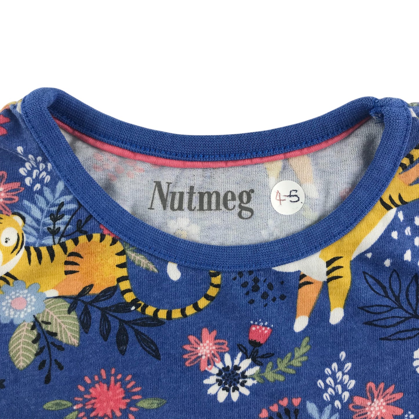 Nutmeg t-shirt 4-5 years blue tigers short sleeve cotton