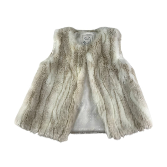 M&S Faux fur gilet 11-12 years white and brown fluffy sleeveless vest top