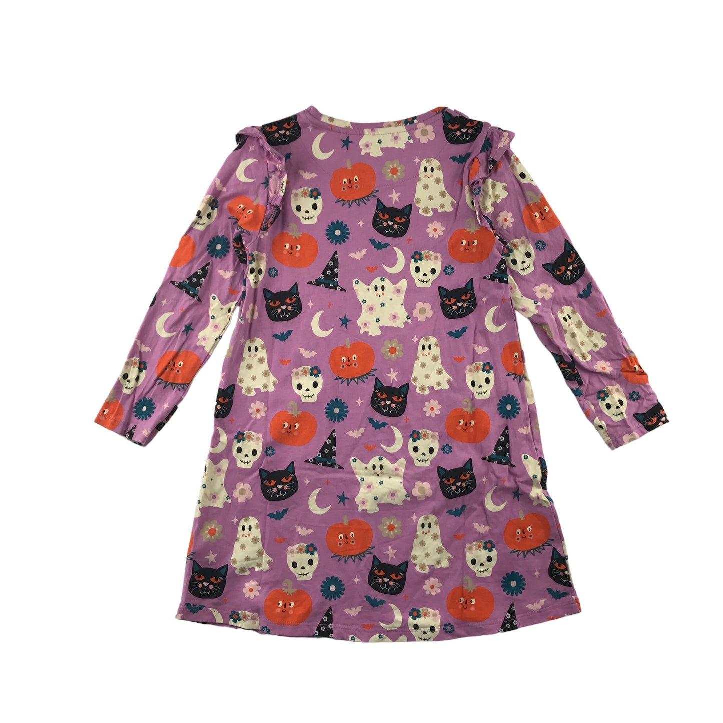 Tu Dress 5-6 Years Purple Halloween Themed Ghosts Pumpkins and Cats Graphic Print