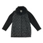 M&S coat 11-12 years black and grey animal print detachable faux fur collar