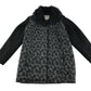 M&S coat 11-12 years black and grey animal print detachable faux fur collar