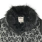 M&S coat 11-12 years black and grey animal print detachable faux fur collar